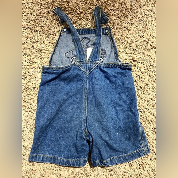 Kids vintage Denim Overall Shorts construction truck shortalls - Picture 8 of 11